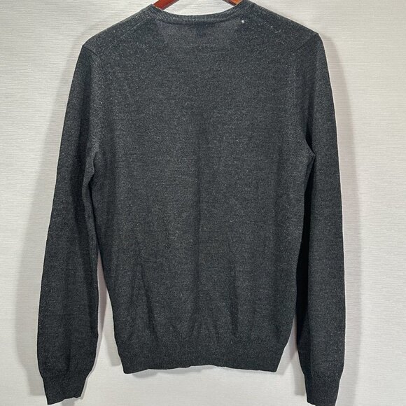 GAP Sweaters Mens Small  Charcoal Gray Merino Wool V Neck Ribbed Hem Cuffs - Picture 7 of 7